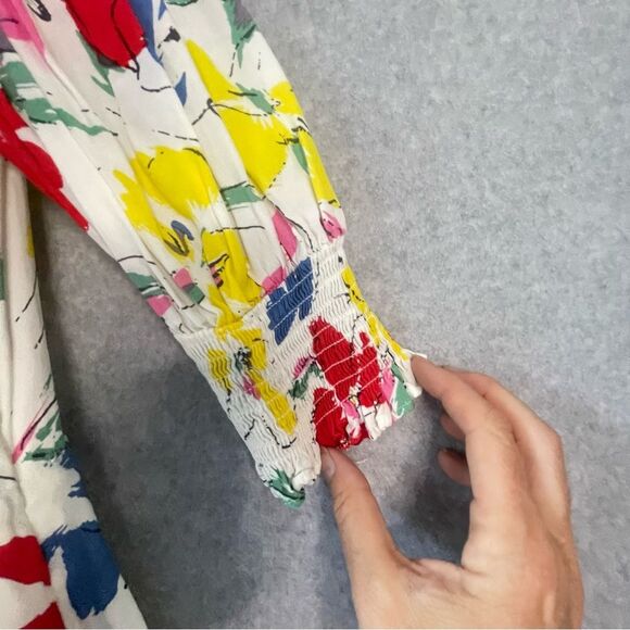 RIXO Red and Yellow Mock Neck Sundress with Puff Sleeves Y2k sz. 4 - Picture 9 of 16